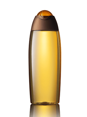 Un flacon transparent avec bouchon