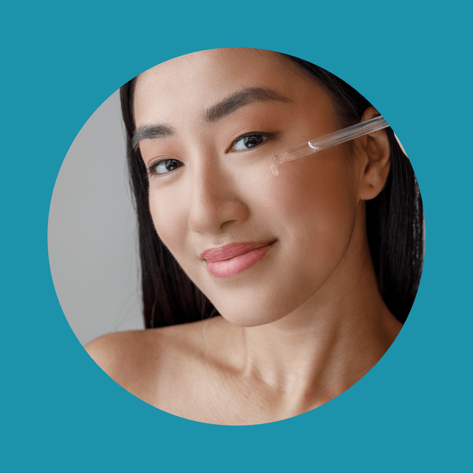 Young woman applying vitamin serum on her face